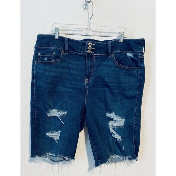 Torrid Denim Shorts Womens 22 Blue Feel The Fit Ripped Distressed Stretch Boho - Picture 1 of 7